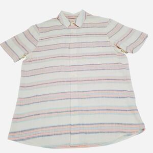 Marine Layer Shirt Mens Large Striped Short Sleeve Button Up Lightweight Casual